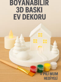 ® Boyanabilir 3D Baskı Ev Dekoru – Pilli Mum Hediyeli