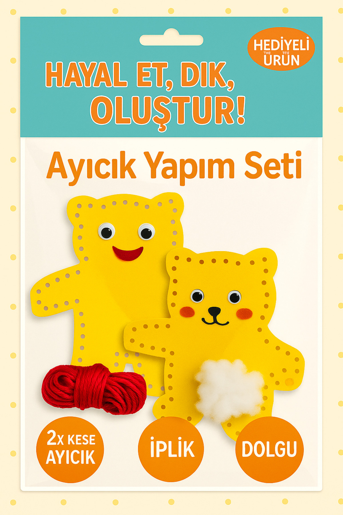 Ayıcık Yapım Seti – Hediyeli Ürün – Etkinlik Seti – Sanat Etkinliği – İplik + Dolgu Dahil