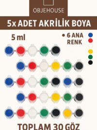 5 ml 6 Ana Renk Akrilik Boya Seti (5Paket 30 göz)