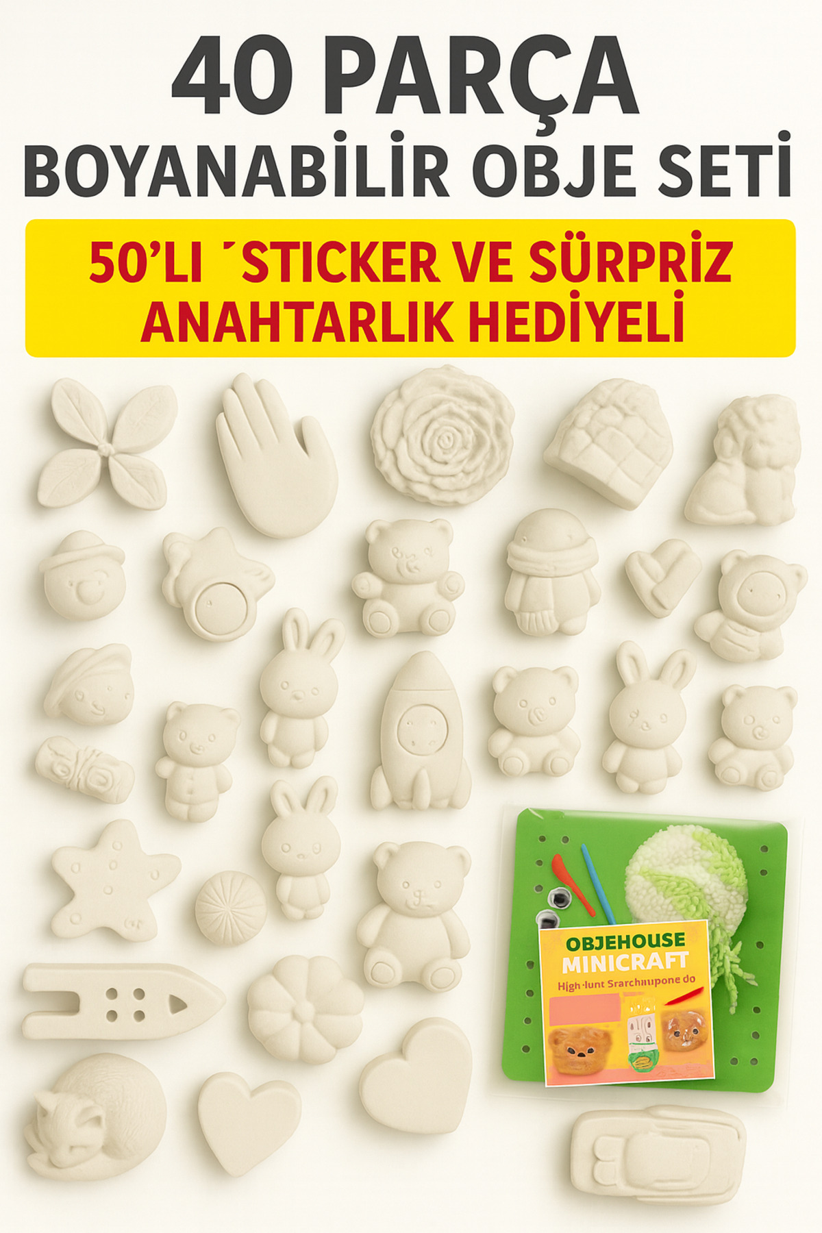 40 Parça Bol Hediyeli Boyama Seti (Sticker+Anahtarlık ve Örgü Seti Hediyeli)