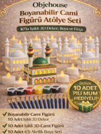 Boyanabilir Işıklı Cami Seti | 10 Adet 3D Baskı Figür + Boya + Fırça