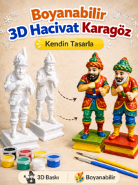 Boyanabilir 3D Hacivat Karagöz Figür Seti | Ramazan Etkinliği + 6’lı Akrilik Boya