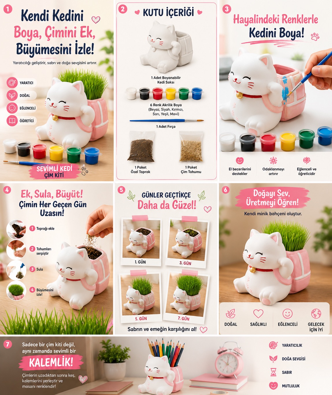 Kedi Çim Kiti – Boya, Ek, Büyüt - Kedini Yetiştir - Görsel 9