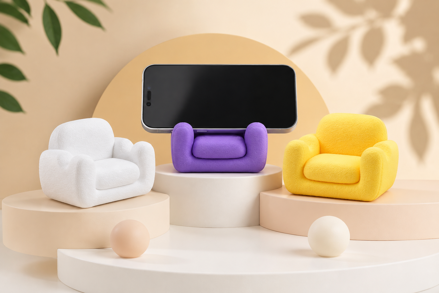 3D Baskı Mini Koltuk Telefon Standı – Renkli Masaüstü Telefon Tutacağı
