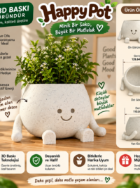 3D Baskı Sevimli Dekoratif Saksı